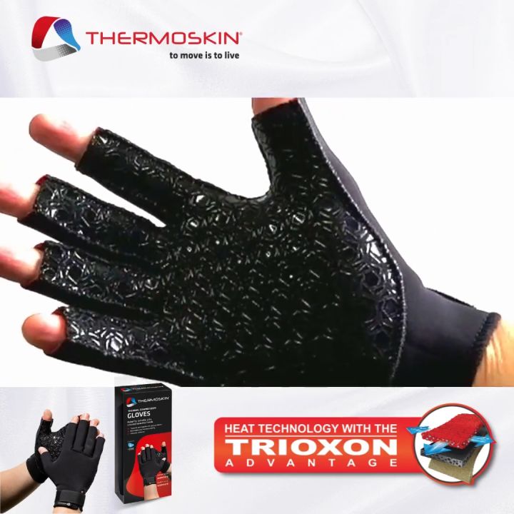 Thermoskin Thermal Compression Gloves – Support For Hands, Free Fingertips, 6 Sizes, Recommended For Recovery & Arthritis