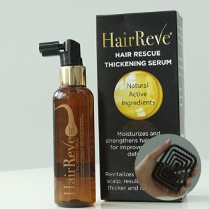 HairReve Hair Rescue Gift Set - Thickening SERUM Sulfate-Free SHAMPOO & Scalp MASSAGER (Reduce Hair Fall Thicker Stronger Hair)
