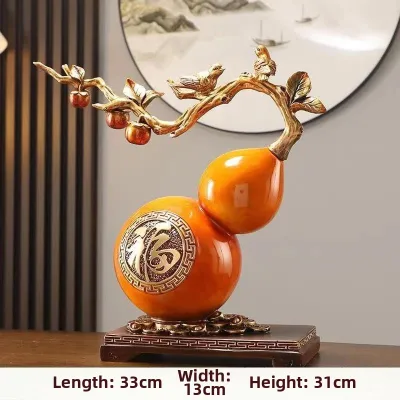 Chinese Traditional Style Lucky Fu Character Gourd Figurine