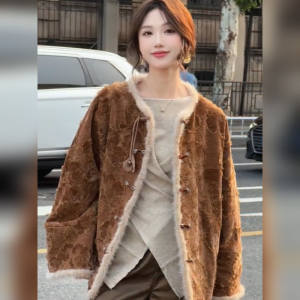 YUFUQING | New Chinese Retro National Style Womens Outerwear Autumn Winter Loose Casual Fashionable High-End Feelings Long Sleeve Round Neck Top