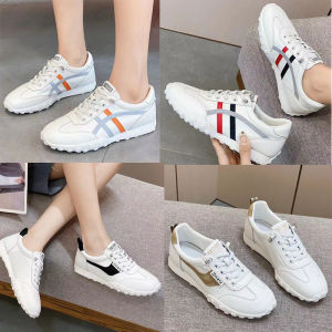 2025 New Womens Sporty Leather Sneakers Comfortable Casual Running Lightweight Anti-slip Fashionable round Toe Low Heel
