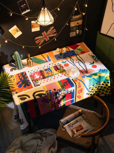 ผ้าคลุมโต๊ะสไตล์อเมริกัน ผ้าปูโต๊ะลายภาพวาดมีชื่อเสียงของมาร์ตินส์ ผ้าปูโต๊ะป้องกันฝุ่นสำหรับห้องศิลปะ ห้องเรียนศิลปะ ผ้าคลุมโต๊ะแบบอินส์