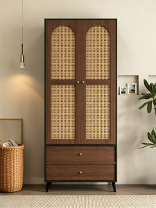 Bamboo Weaving Large Capacity Multifunctional Storage Cabinet