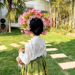 O-New Hairpin Headband Flower Headband Silk Flower Headband Hanfu Accessories Three-dimensional Floral Wreath