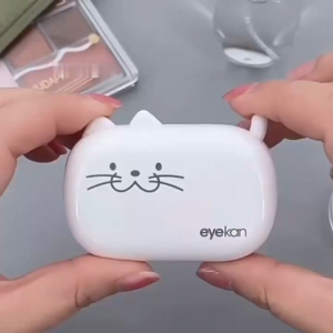 Cute Cat Shape Contact Lens Case Complete Set Portable Mini Contact Lenses Storage Box with Mirror Contact Lens Care Accessories