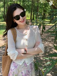 White Hollow out Summer Knitted Ice Silk Light Weight Womens Cardigan Sun Protection V-Neck Long Sleeve Button up Top