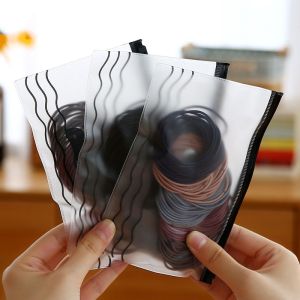 100pc Ikat Rambut Karet Polos Elastis Dengan Free POUCH Bergaya Korea