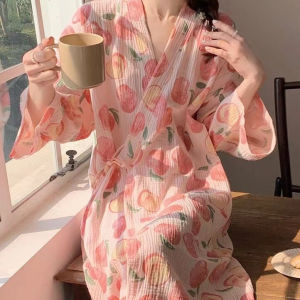 Spring Autumn Peach Pattern Womens Robe