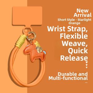 Braided Short Womens Phone Strap Anti-Lose Orange