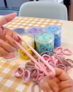 50 PCS Cute Korean Style High Elastic Rubber Ponytail Tie Hair Rope Colorful Hair Ties for Girls Hair Accessory Polychrome Not Hurt The Hair Elastic Band Hair Rope for Woman