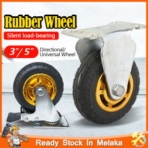 5 (125MM) Heavy Duty Black Rubber Wheel Universal Roller / Brake / Swivel / Caster Roller / Drying Rack Furniture Roller / Trolley Swivel Brake Roda Perabot 橡胶轮 滚轮 脚轮