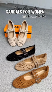 MIA Flat Sandals for Women with Ribbon Round Toe One Strap Breathable Soft Sole Doll Shoes