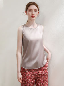 Miccbeirn | เสื้อกั๊กไหมแขนกุดสำหรับผู้หญิง ทรงหลวม สไตล์เรียบง่าย ใส่ไปทำงานได้ เสื้อชั้นในผ้าไหมเนื้อนุ่มสบาย ฤดูใบไม้ผลิและฤดูร้อน