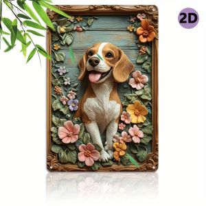 Beagle Puppy 3D Aluminum Wall Art - Textured Metal Sign Weather-Resistant Home Decor Pre-Drilled