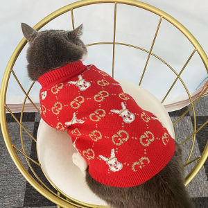 DY Loving Quần Áo Sang Trọng Thiết Kế Mới Cho Chó Áo Len Mèo Thỏ Dây Vàng Thương Hiệu Thời Thượng Áo Len Poodle Đầm Dệt Kim Cho Chó Con