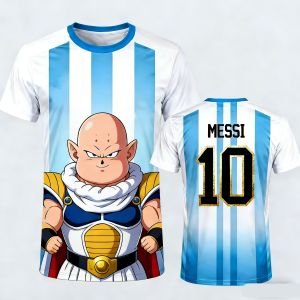 Bandai | New 2026 Argentina Mens Football T-shirt Cartoon Style Superman Goku Design Pele No. 10 Special Edition Football Jersey