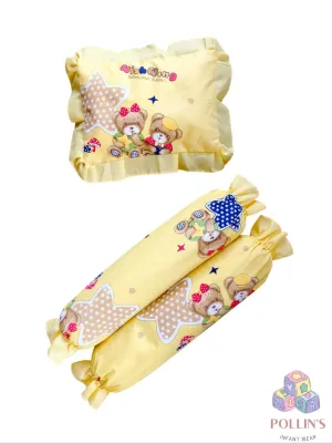 Bolster Set / Pillow Set 3in1 (POLYCOTTON)(WITH FREE BAG) for newbornbaby (sold per set) (0 to 6months) sold per set