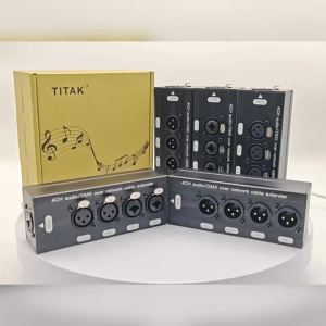 RJ45 to 4 Channel 3Pin XLR Audio Extender Aluminum Alloy DMX512 Network Signal Extender for Stage Sound Lighting Studio
