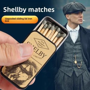 MONLEYTA | Shelby Matchbox Retro Slide Cover Iron Box Classic Match Strike Match Vintage Aesthetic Matchsticks Non-Disposable Matches