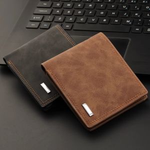 New Mens Short Leather Wallet Fashionable Casual Large Capacity Youth Driving License Card Holder Soft Surface Quality