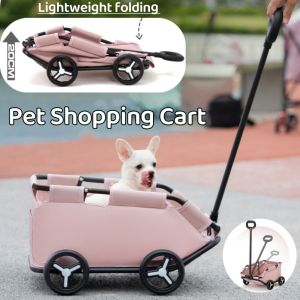 Pet Foldable Travel Stroller For Dog And Cat Accessories Small Pet Cart Utility Outdoor Trolley