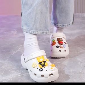 Sendal Wanita Anti Air Sandal Platform Wedges Karakter Jibbitz Fuji Karet Tinggi Terbaru