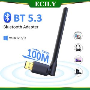 ECILY 100M Long Range USB Bluetooth Adapter Bluetooth 5.3 Transmitter Wireless Bluetooth Audio Receiver USB Dongle For PC Computer Mouse Keyboard Speakers Headphones 5.1
