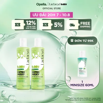 Bộ 2 chai Sữa Tắm Gội Trẻ Em Lactacyd Baby Extra Milky Làm Sạch Dịu Nhẹ và Dưỡng Ẩm Vượt Trội 250ml/chai