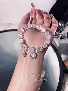 Corinna Topitem👍Lucky Charm Crystal Moon&Star Beads Bracelet for Women Friendship Couple Accessories Jewelry