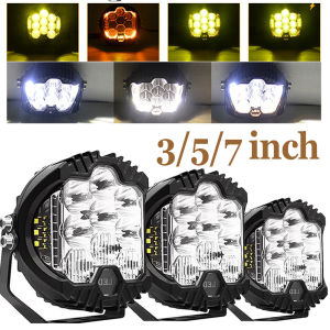 7 Inch 5 Inch LED Headlights DRL Hi/Lo Beam 50W 9 LED For Niva Motorcycle Lada Off Road 4x4 UAZ 12V 24V Amber White Work Light