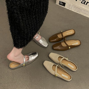 Flat Closed Toe Slippers Womens French Sandals Soft Bottom New Arrival Evening Wind Elegant Niche Style Tide for Spring and Summer 2024