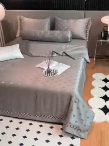 (❤GIÁ CỰC RẺ ) Set Chăn Chần Ga Gối Phi Lụa Tim Cao Cấp 5 Món - Mền Chần Hè Full màu (Chuẩn loại 1)