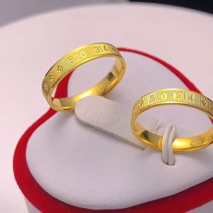 Original 24k Saudi Gold 1314 Rings for Men and Women Pawnable Couple Rings 520 A Pair of Rings