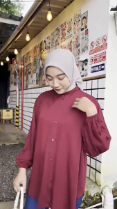 KEMEJA WANITA BAJU ATASAN KERJA KANCING DEPAN BAHAN RAYON PREMIUM LD 110-125