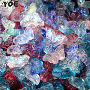 ลูกปัดคริสตัลรูปผีเสื้อสุดแวววาว10ชิ้น/ล็อตลูกปัดแก้วหลากสีสำหรับทำเครื่องประดับสร้อยข้อมือแบบทำมือต่างหูสร้อยคอ