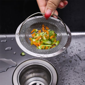 Stainless Steel Kitchen Sink Strainer with Handle Replacement Sink Drain Basket Mesh Filter Strainers Waste Hole Trap