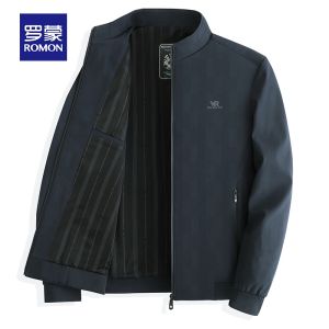 ROMON | Lormen Mens Casual Jacket Spring Autumn Style Stand Collar Windproof Coat Fashionable Urban Mid-aged Mens Business Leisure