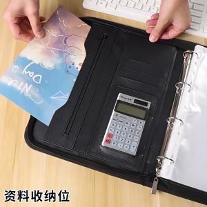 Business multifunctional a4 folder PU binder information contract portable zipper briefcase
