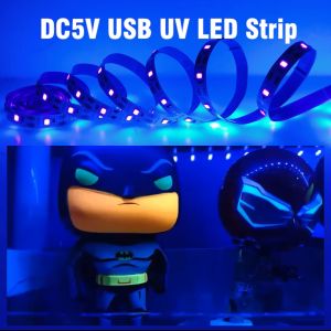 USB 5V ไฟเส้น UV Led รังสีอัลตร้าไวโอเลต กันน้ำ สีฟ้า สถานที่สูงคุณภาพ 0.5 - 2 เมตร เข็มเรื่องแสง สำหรับ DJ