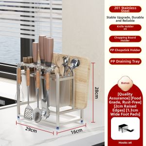 Stainless Steel Knife Board Lid Storage Rack