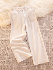 High Waist Straight Leg Fleece Lined Denim Jeans Womens Autumn Winter Loose Wide Leg Pants Tummy Covering Casual Style