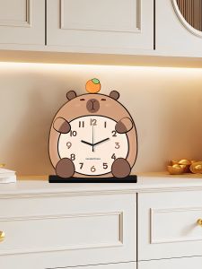 Đồng Hồ Trang Trí Bàn Đập Tròn Đơn Giản Hiện Đại Không Phát Âm Bằng Gỗ Pin Không Hai Mặt Đồng Hồ Trang Trí Phòng Khách TV