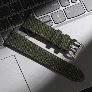20mm 22mm Nylon Watchband Vintage Cowhide Strap Quick Release Watch Band Gray Business Style for Men Women Wristband Accessories