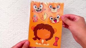 6Sheets Children DIY Puzzle Sticker Games 6 Animals Make A Face Funny Assemble Jigsaw Stickers Kids Educational Toys