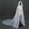 Witch Cloak Halloween Costume for Women Hood Tulle Cape Cloak Black White Red Wedding Bridals Floor Length Soft Mesh Cloaks. 