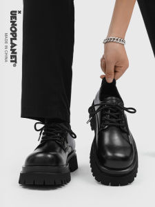 Mens Derby Shoes Casual Commute Thick Bottom Heightening Leather Shoes Mickey Large Head Fashionable Comfortable Spring Autumn