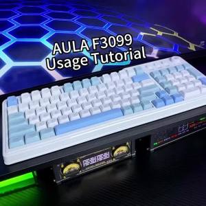 AULA | AULA F3099 99 Keys Mechanical Feel Keyboard RGB Backlit Tri-Mode Bluetooth 2.4G Wired Silent Gaming Keyboard for PC Laptop Mac