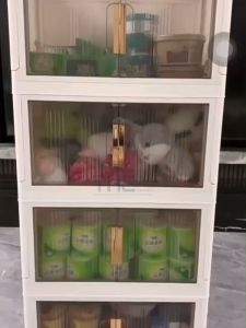 THE L49-74cm (1-5 Layers) Double Doors Storage Box Stackable Foldable Multipurpose Storage Cabinet