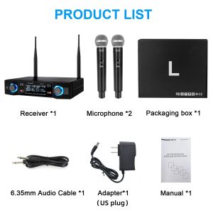 GLXD2 Professional Wireless Microphone System Dual Channel UHF Fixed Frequency Cordless Handheld Dynamic Mic For Karaoke Party