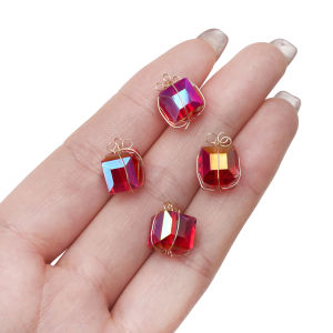 1Pc Christmas Series Crystal Glass Charm Jewelry Making Beads DIY Bracelet Necklace Bag Charm Christmas Decorations Accessories